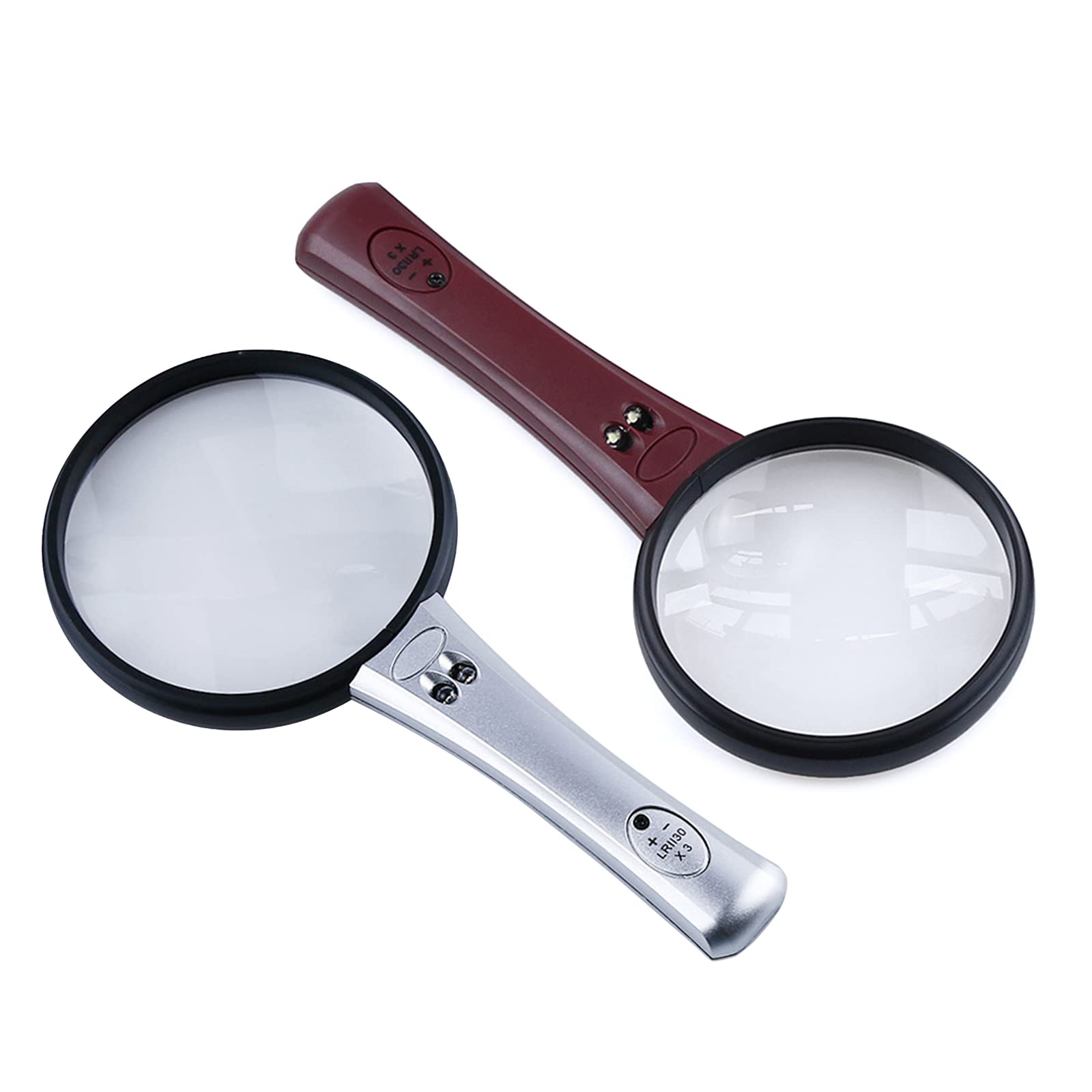 MRKU Lupa de Cristal supergrande con Luces LED, Lupa iluminada para Lectura de Ancianos, Gafas de Mano, con luz para Trabajos de Cerca, Manualidades, Soporte para Monedas, Costura