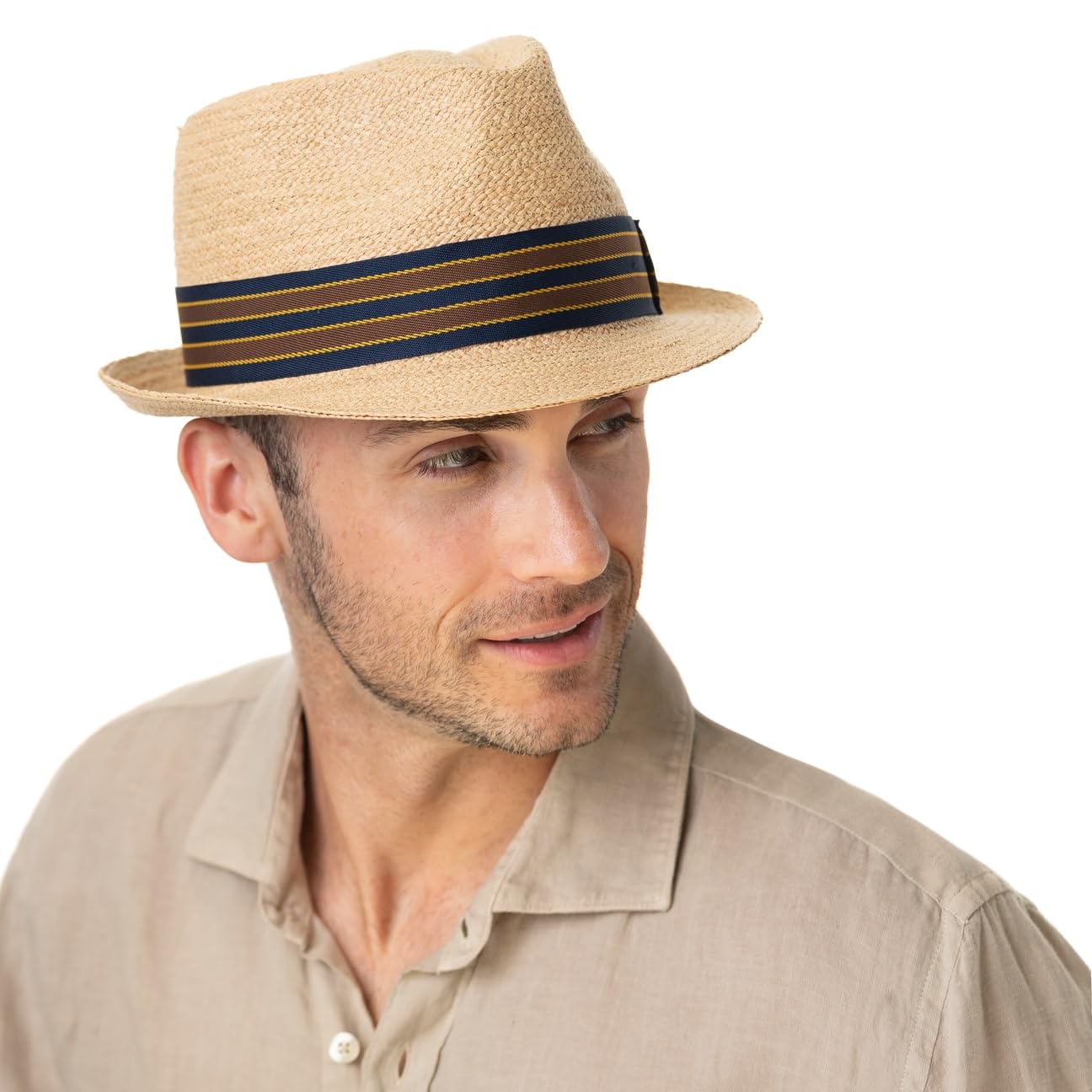 Stetson Yescott Trilby Strohhut Naturfarbener Unifarbener Hut mit UV-Schutz 40 Frühjahr Sommer Damen und Herren