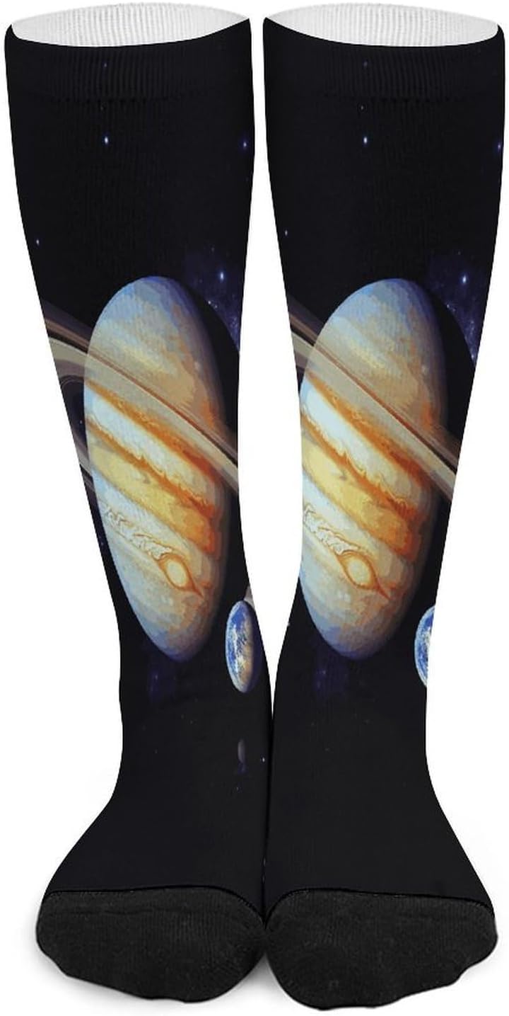 Planet Jupiter Compression Socks for Man Women Breathable Knee High Tube Socks Baseball Football Sock Over The Calf Sock Circulation Support for Running Travel Athletic Daily Wear