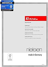 nielsen Bilderrahmen, 29,7 x 42 cm (A3), Aluminium, Silber matt, Posterrahmen zum Aufhängen im Hoch- & Querformat, bruchsicheres Kunstglas, Atlanta