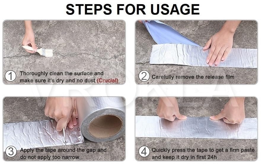 Image of Waterproof Tape for Pipe & Roof Leakage | Aluminium Foil Butyl Rubber Seal Tape | Super Strong Adhesive for Crack, Tank & Surface Repair-silver 4 inch /10cm Wide and 5 Meter long