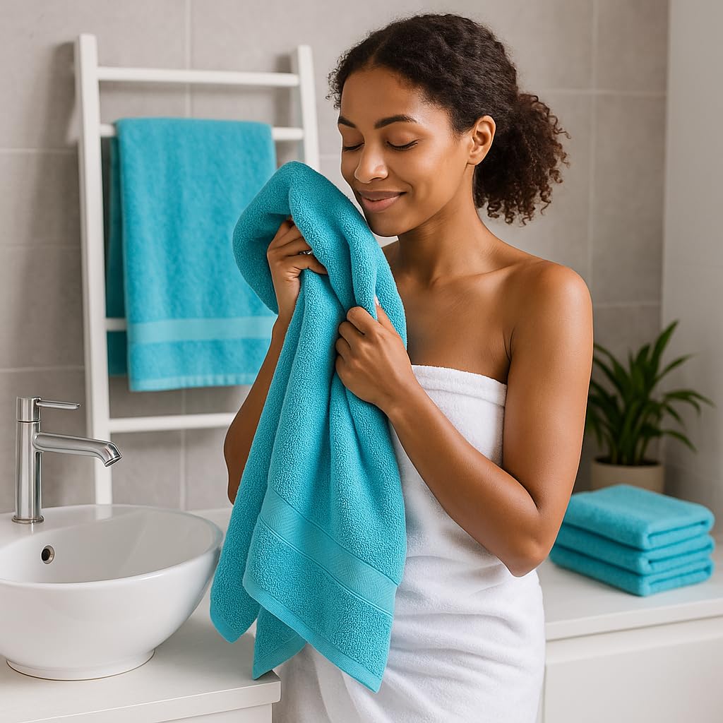 DRAP DE BAIN Betz Lot de 5 Serviettes Set de 1 Drap de Bain 2