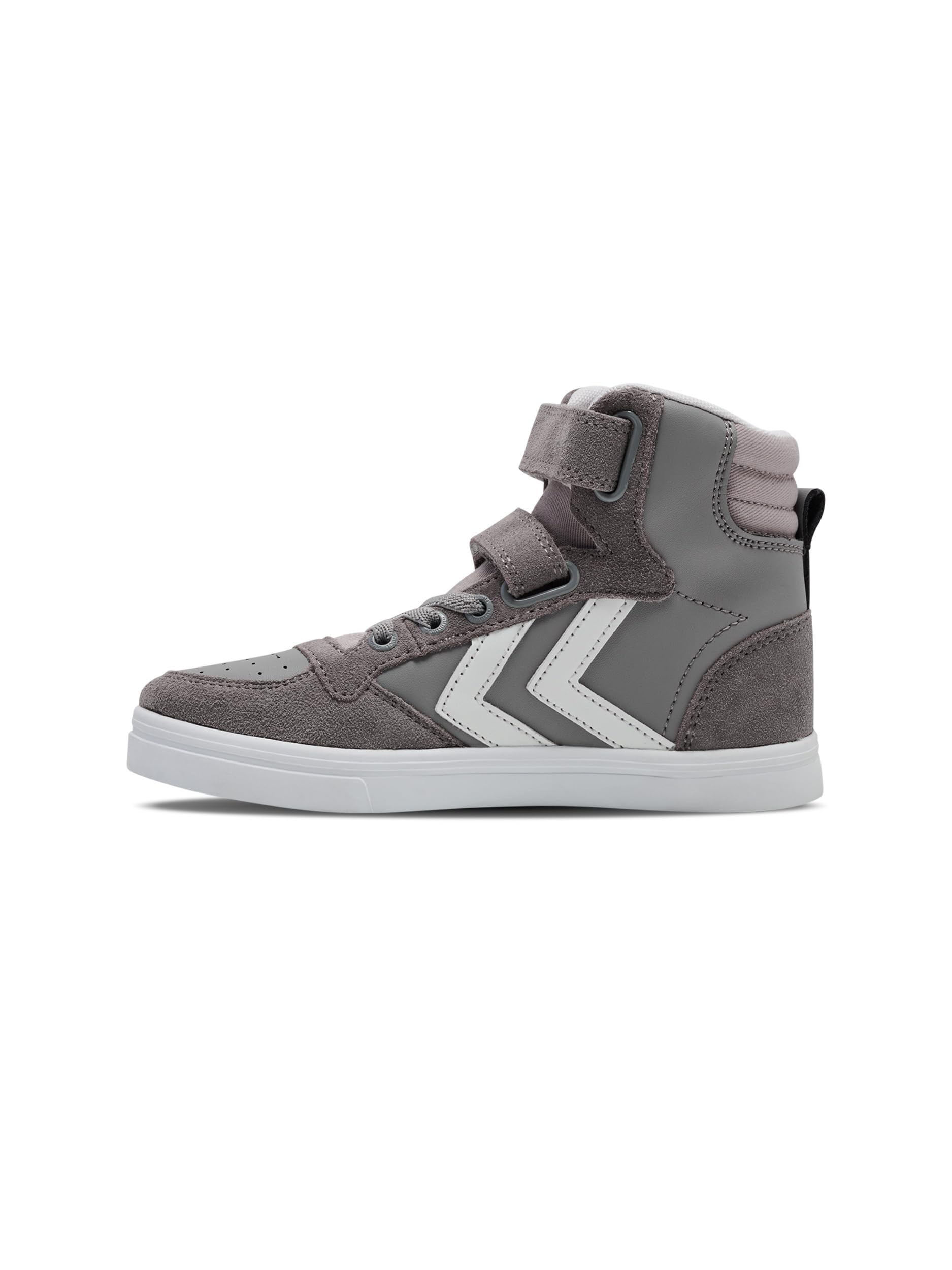 hummel Kids Slimmer Stadil Leather High Sneaker, Grey, Size 40