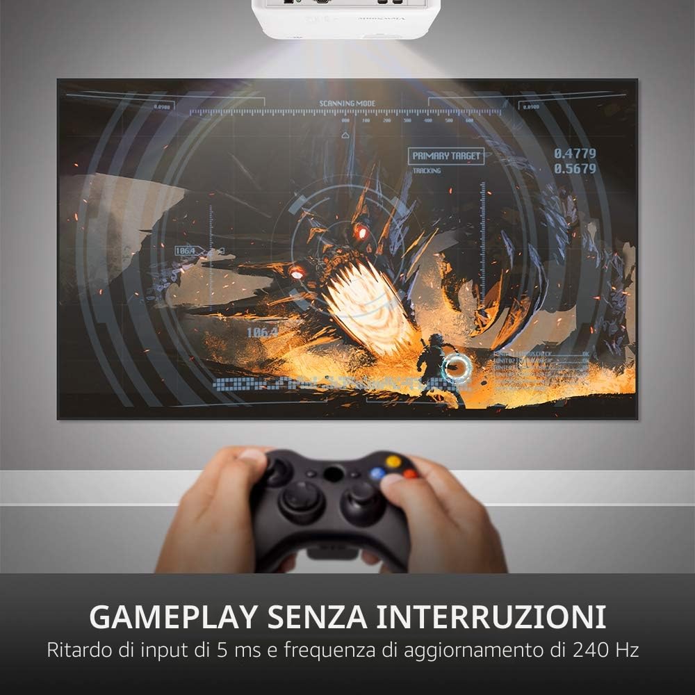 Viewsonic Videoproiettore DLP per home cinema UHD PX701-4K (4K, 3.200 ANSI lumen, 2x HDMI, altoparlante da 10 Watt, zoom ottico 1,1x, HDR) bianco