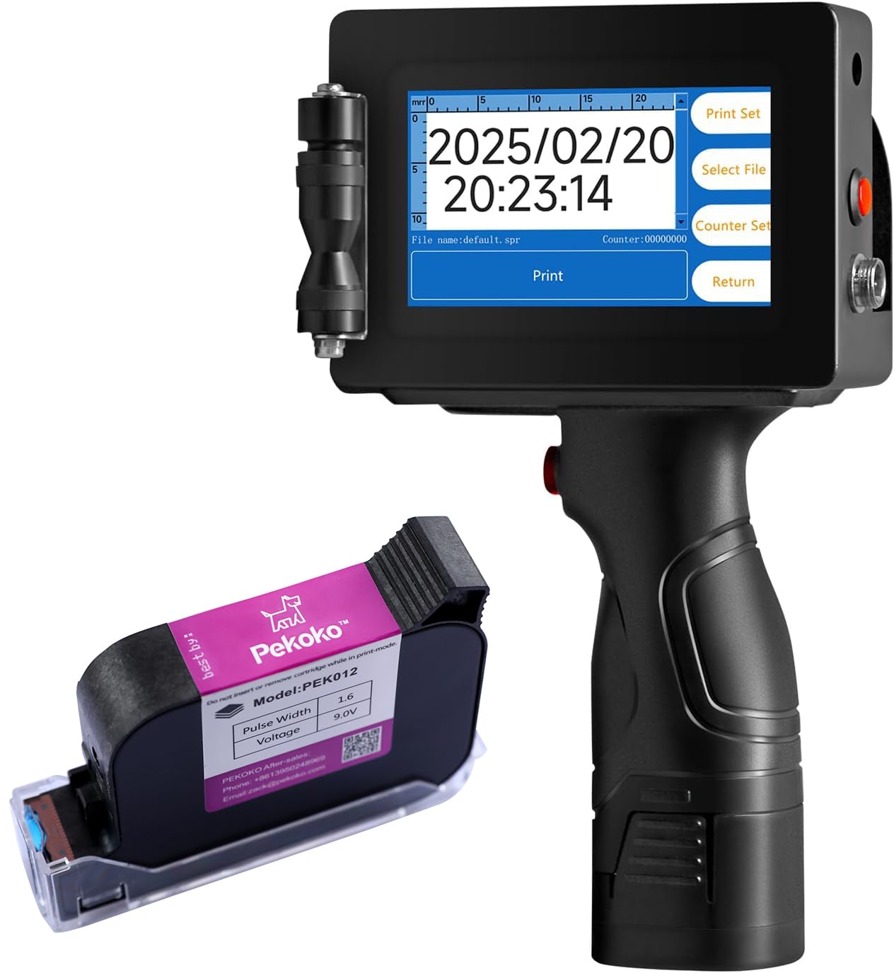 PEKOKO LB100 Smart Portable Handheld Inkjet Printer Date Batch Coding Machine Lot Coder Bottle Printer with Touch Screen Adhesive Print on Wood,Acrylic,Aluminum,Cloth,Carton,Plastic,Metal,Glass