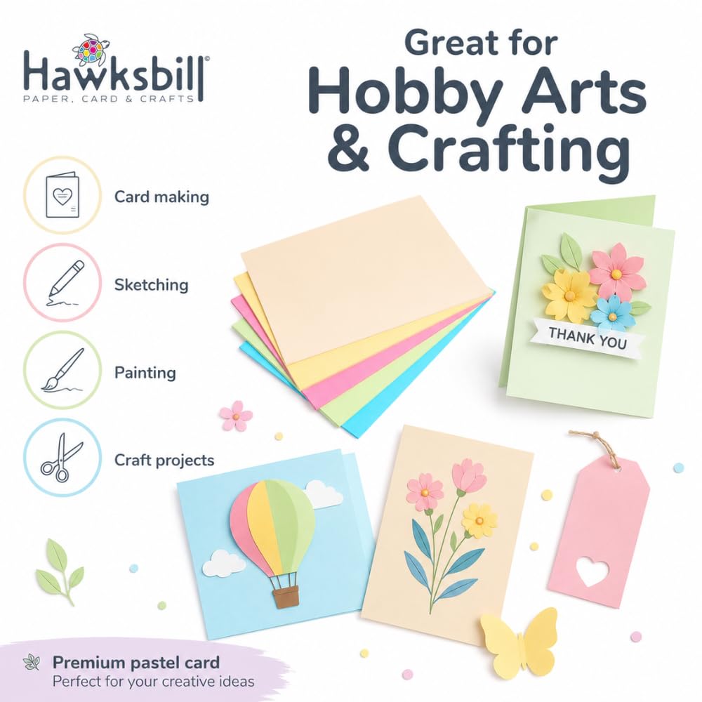 Hawksbill 225 g/m² Pastellkarton, A4, hochwertiger heller Pastellkarton, 250 Stück