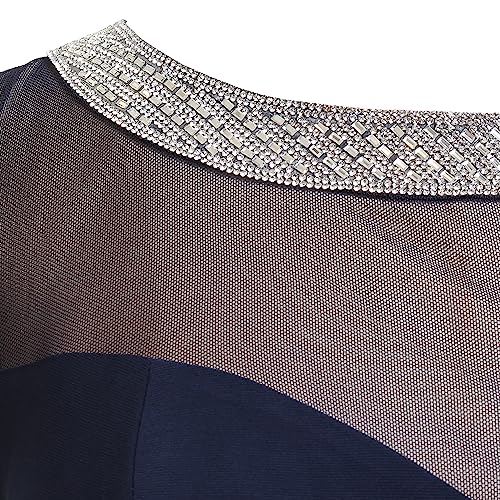Image of Alex Evenings Women's Long Matte Jersey Mother of The Bride Dress with 3 /4 Illusion Sleeves (Petite and Regular Sizes)