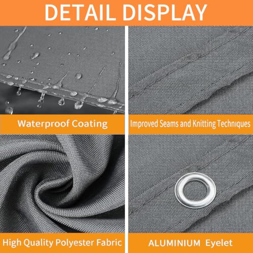 Voile d'ombrage rectangulaire imperméable extérieur 2.1x4.8 m gris