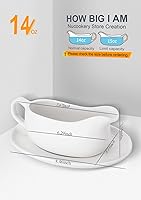 Vista 2 de Nucookery - Salsera grande de 14 onzas con asa ergonómica - Salsera blanca de porcelana fina con pico antigoteo para gravy, salsa caliente, aliño