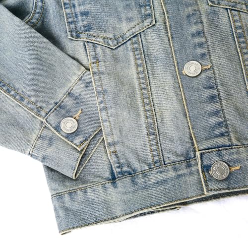 KIDSCOOL SPACE Little Girl/Boy Jean Jacket,Stone Washed Soft Denim Outfits4