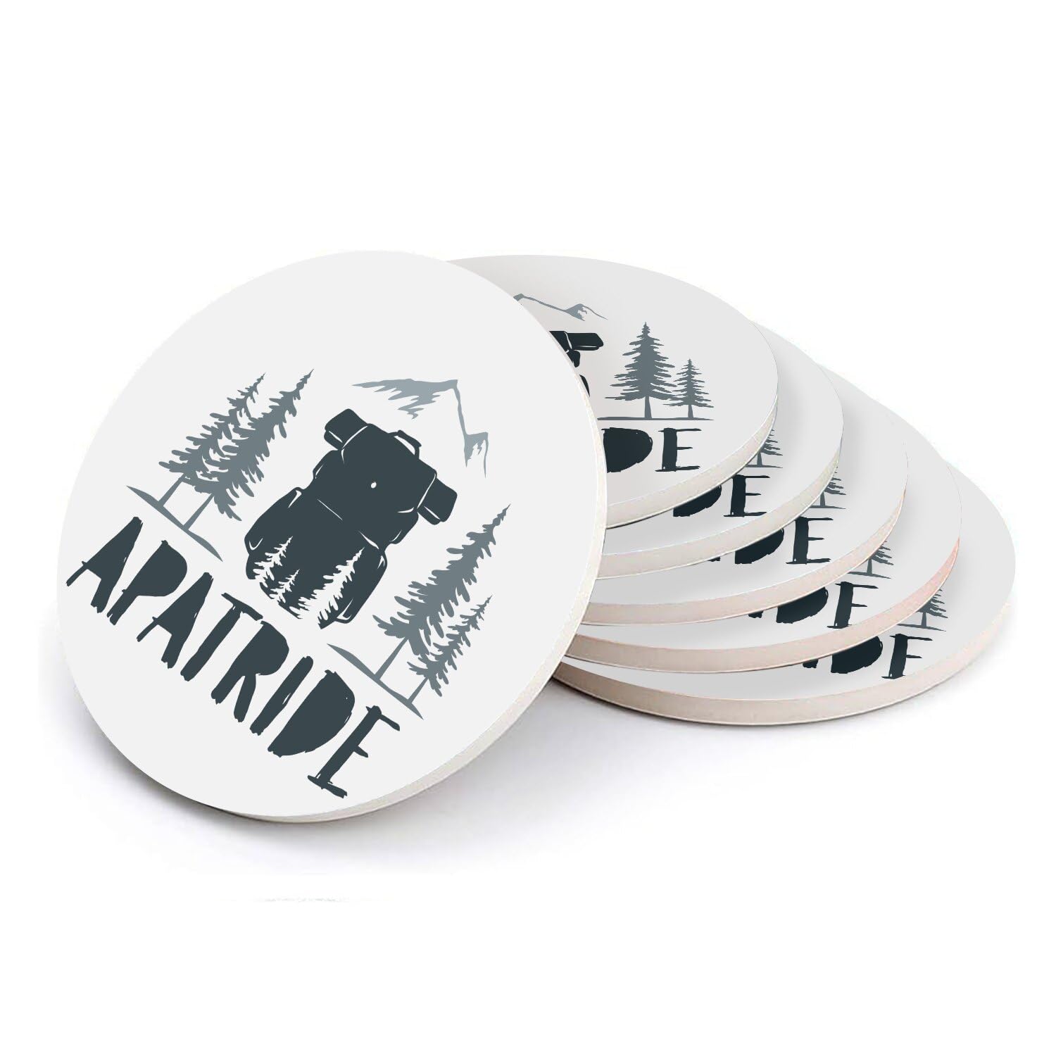 Sous-verre céramique ronds lot de 6 cadeau idéal pour passionné de voyage et forêt