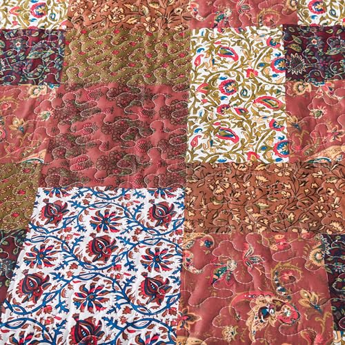 SLPR - Manta de lanzamiento acolchada estilo patchwork Red Riches, 50" x 60" miniatura 5