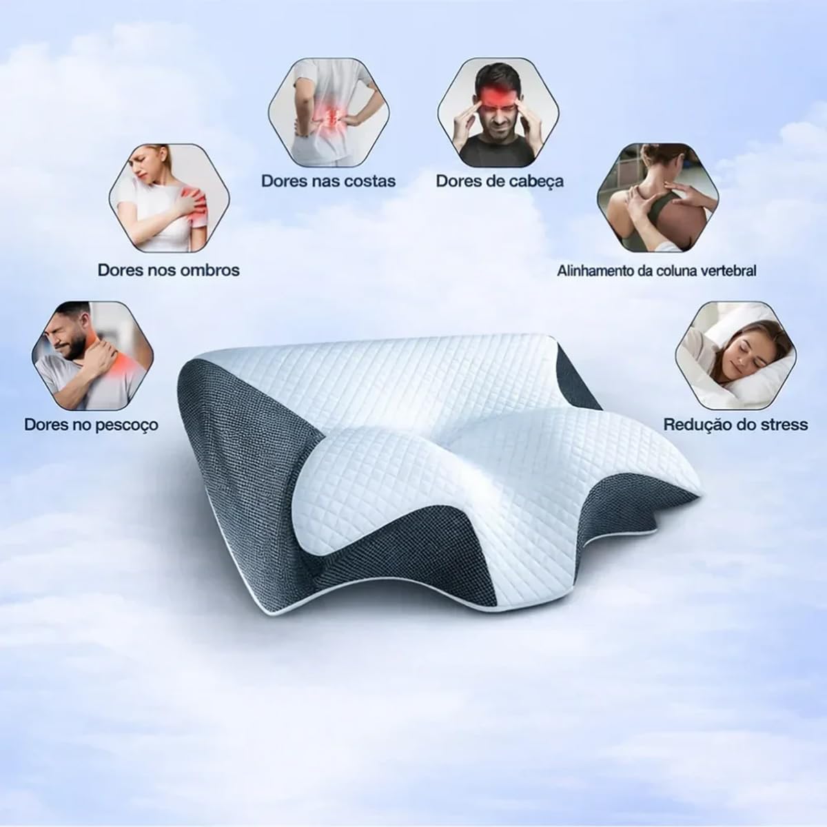 Almofada Dormax Almohada Ortopédica Alivia Dolores Cuello Y Hombros Suave Transpirable，Negro