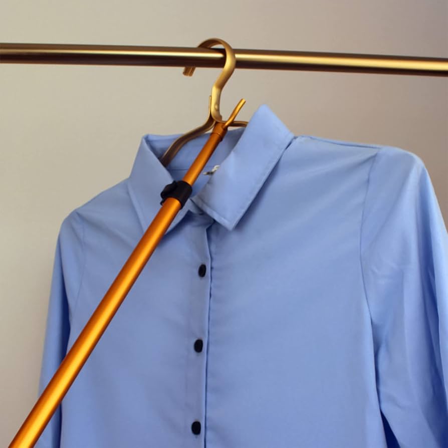 Retractable Clothesline Pole, 50" Closet Hook Pole Adjustable Closet Pole Hook Steel Telescopic Handle Clothing Hook Pole Suitable Wardrobe Clothesline