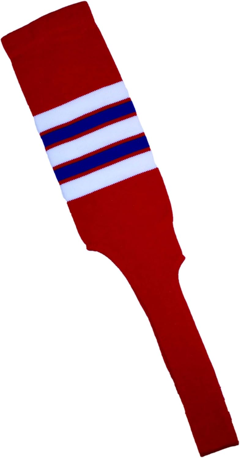 MCSports Baseball Stirrups 8" Cut with Three Color Stripes