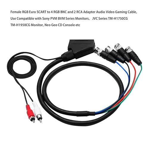 Miniatura 4 de Cable hembra RGB Euro SCART a 4 RGB BNC y 2 RCA adaptador de audio y videojuego, uso para monitores Sony PVM serie BVM, monitor JVC Series