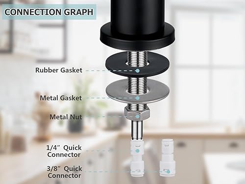 Miniatura 5 de Tohlar Grifo de agua potable para fregadero de cocina, grifo de agua filtrada negra sin plomo, sistema de filtración de agua de acero inoxidable