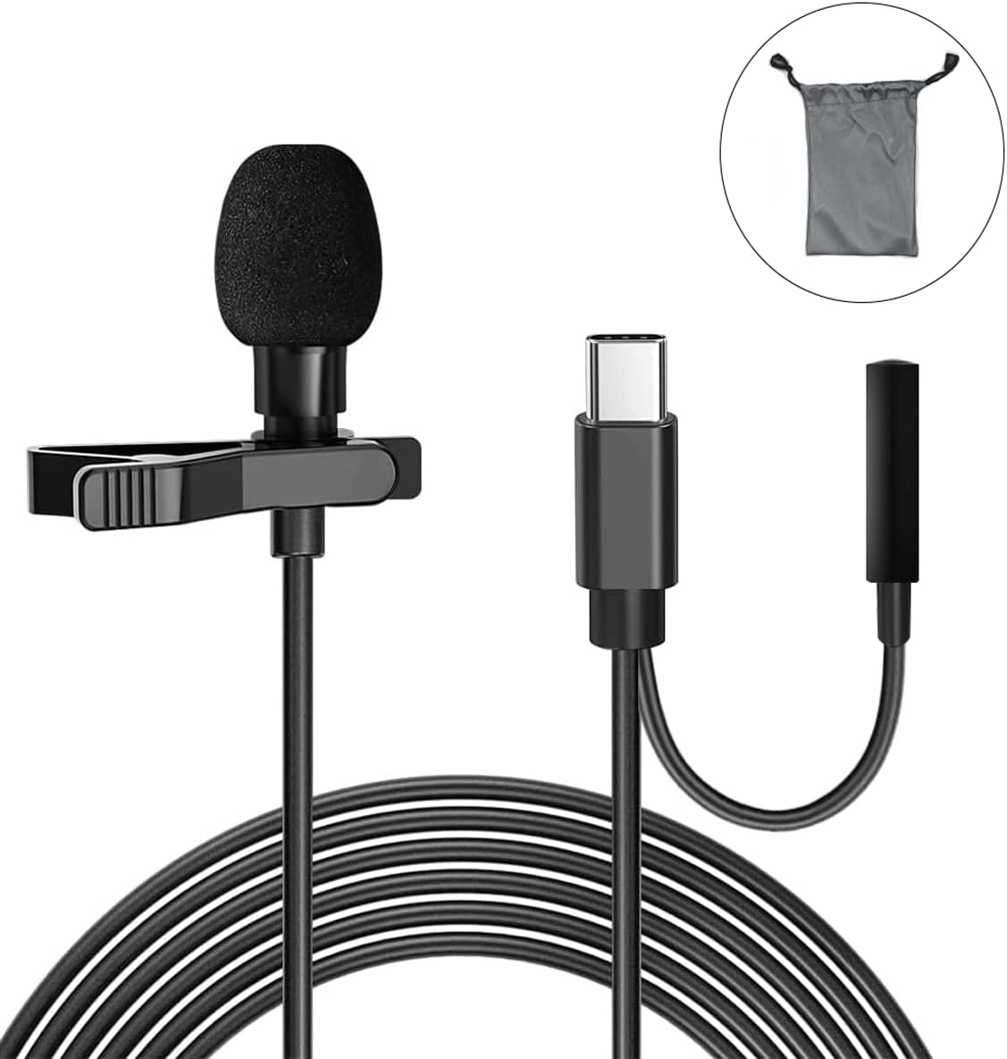 UDEE Microphone Lavalier Microphone Typec Phone Microphone with Listening Interface