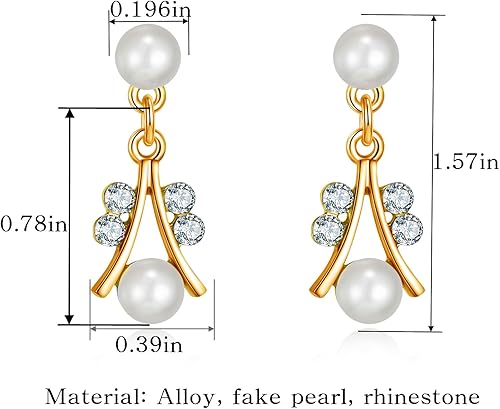 Miniatura 6 de la luen Juego de joyas de boda de perlas de imitación, collar de diamantes de imitación de cristal, aretes, pulseras para mujeres, damas de honor