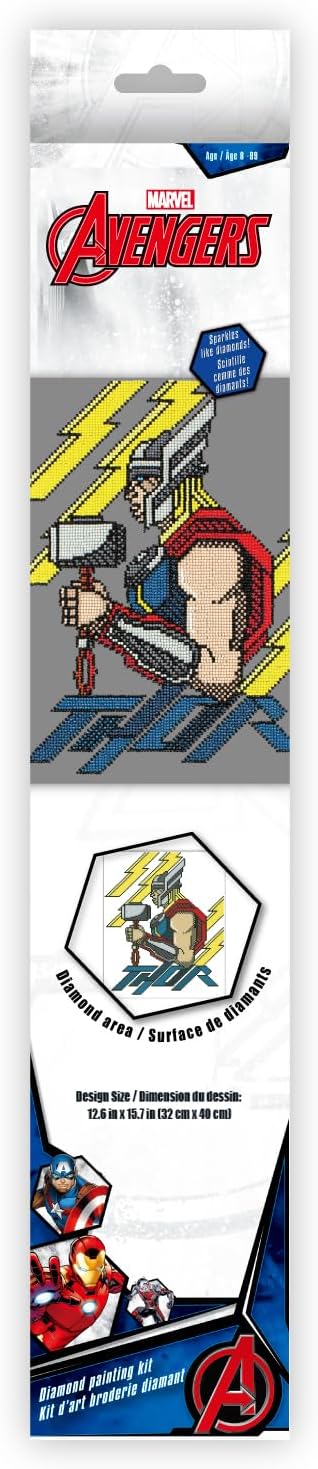 Diamond Dotz Thor Bring On The Thunder Marvel Diamond Painting Kits for Adults - Diamond Art Kits a Relaxing Creative Craft Kit with Dotz Gems 12.6"x15.7"