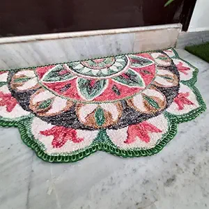 AVIONI Home Floor Mats in Beautiful Rangoli Design | Petals Design | Anti Slip, Durable & Washable | Outdoor & Indoor - 84cm x 135cm (~33