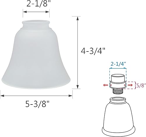 Miniatura 4 de Aspen Creative 23026-4A Pantalla de vidrio esmerilado con forma de campana de repuesto de estilo transicional, tamaño de ajuste de 2-18 pulgadas,