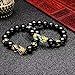 MANRUO Feng Shui The Best Prosperity 10mm Black Bead Bracelet with Color Changed Pi Xiu/Pi Yao Attract Wealth and Good Luck