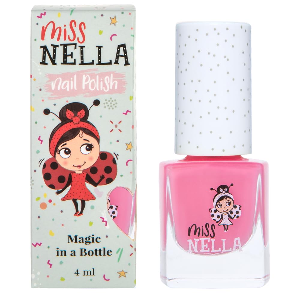 MISS NELLA PINK A BOO – Safe Special Bold Pink Nail Polish for Kids, Non-Toxic & Odor Free Formula for Children and Toddlers, Natural Water Based for Easy Peel Off
