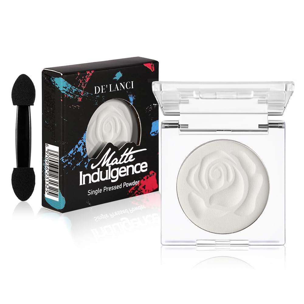 Matte White Eyeshadow with Applicator | High Pigment, Long-Lasting, Waterproof | Travel-Friendly White Eyeshadow for Highlighting, Eyeliner Base, Halo