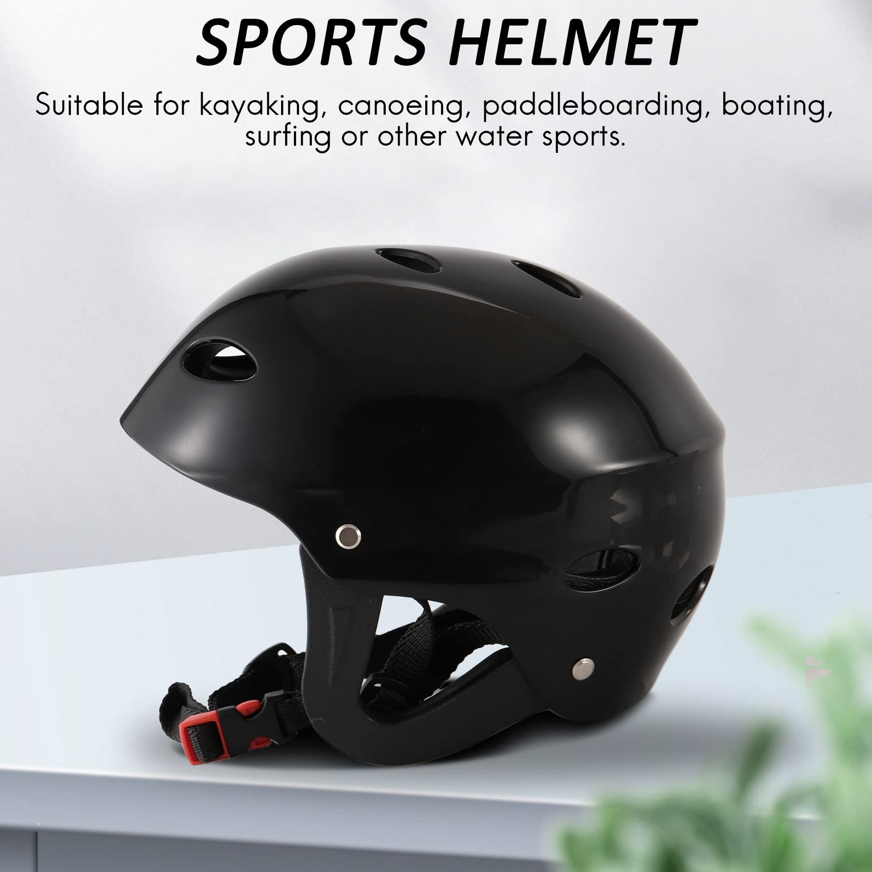 Casque de Securite Protecteur 11 Trous Respirant pour Sports Nautiques Kayak Canoe Surf Paddleboard - Noir