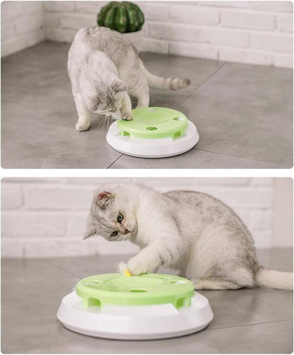 JIANNI Electronic Interactive Cat Toys, Whack A Mole Cat Toy with 8 Holes Random Feather Automatic Cat Toy for Indoor Cats (Green)