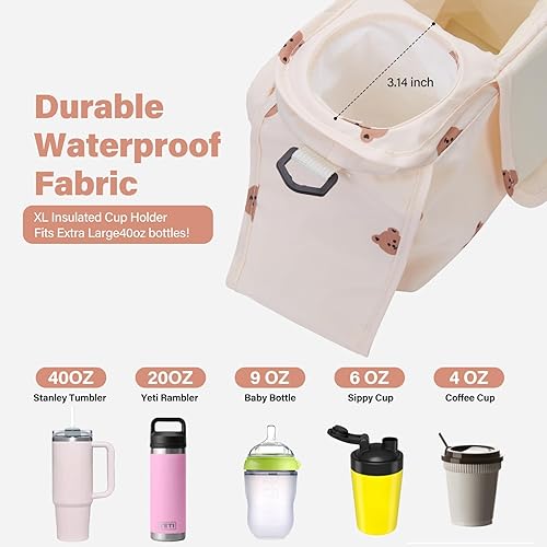 Miniatura 4 de Organizador universal para cochecito con portavasos, muñequera desmontable  Se adapta a todos los cochecitos  Organizador de bolsas de pañales para