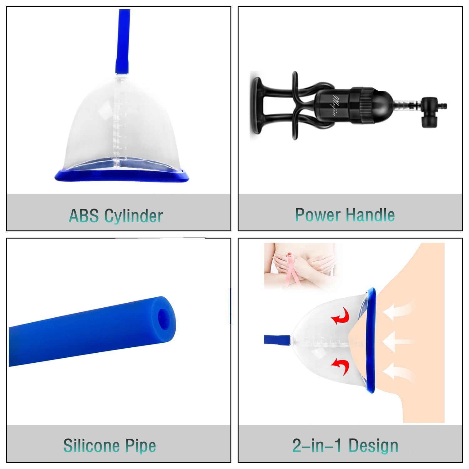 Pompe à Seins et Suce-Tétons avec Saugkraft Pompe à Vide pour Seins et Pussy Jouet Érotique SM pour Femmes
