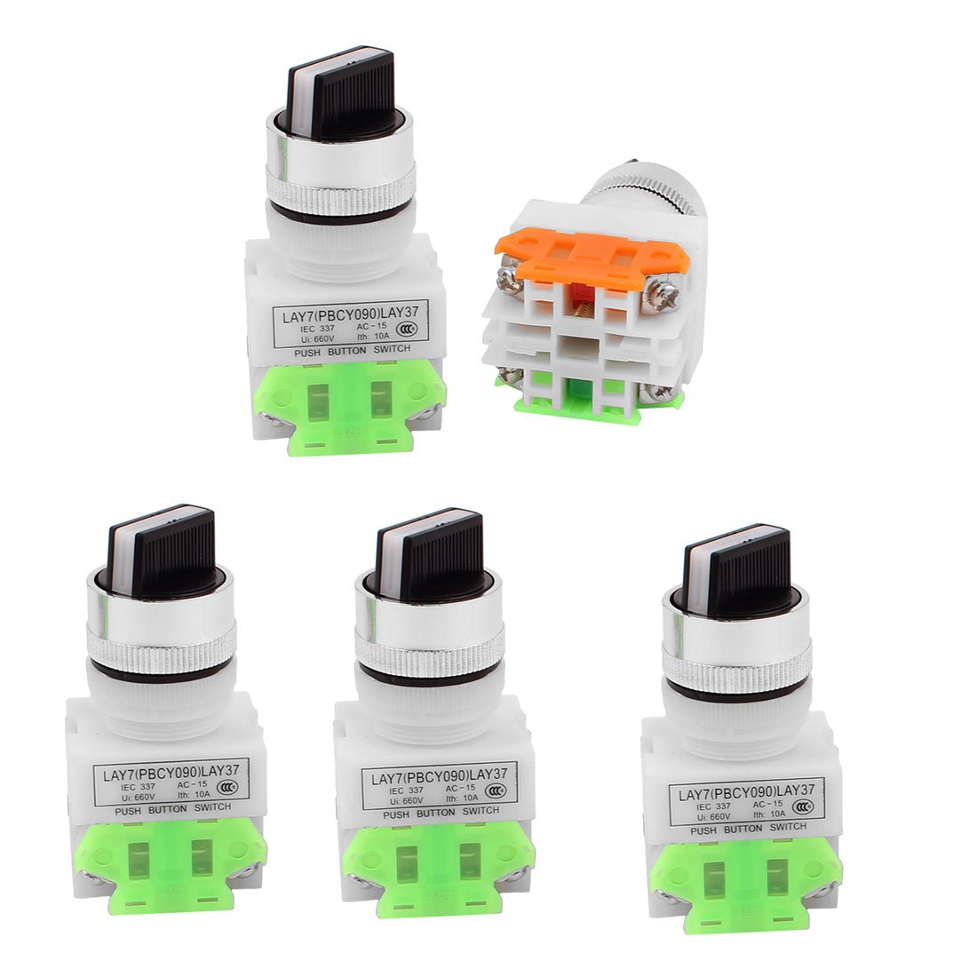 AC 660 V 10 A No/NC DPST Selettore rotativo a 2 Posizioni a Scatto 5 PZ xiaguolingsm