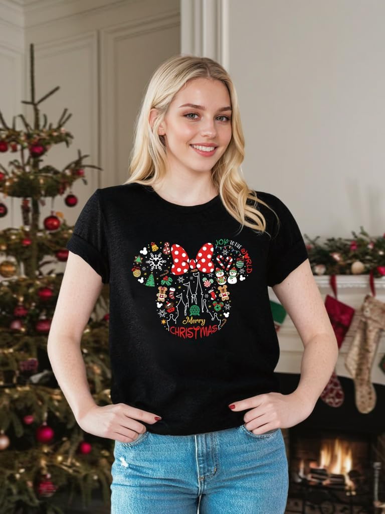 Christmas Shirts Womens Merry Christmas Shirt Santa Snowman Reindeer Graphic Tshirt Funny Xmas Holiday Vacation Tee Tops - Image 3