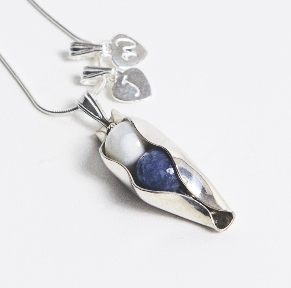 44th anniversary necklace | Two peas in a pod | Two birthstones | 44 years together | Wedding anniversary gift | Sentimental husband & wife gift