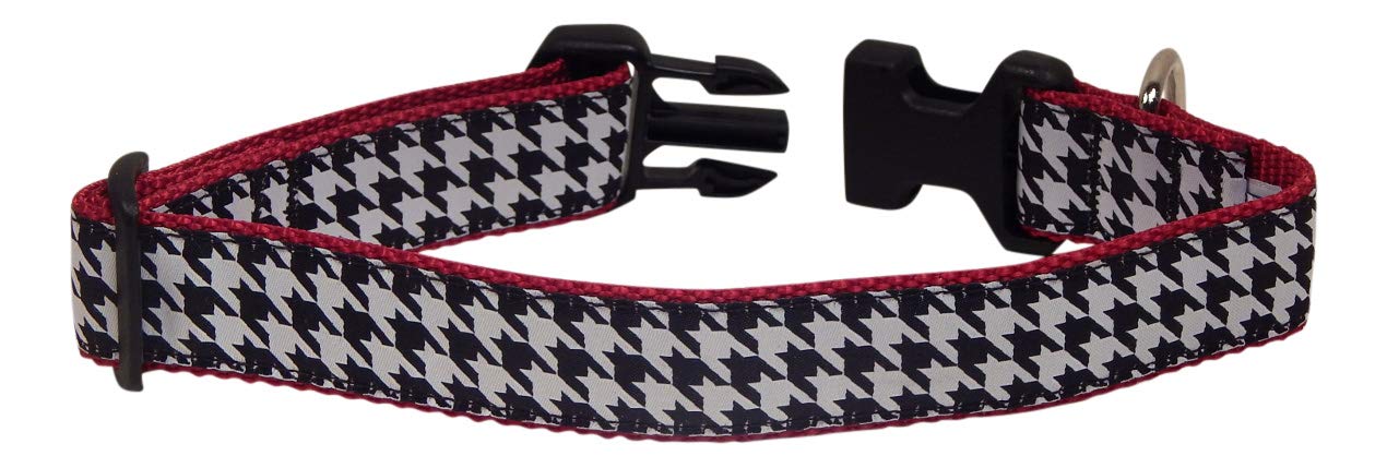 Preston Black and White Houndstooth Dog Collar, Medium and Large Dogs, 1 1/4 Inch Width (X-Large, 1 1/4 Inch Width)