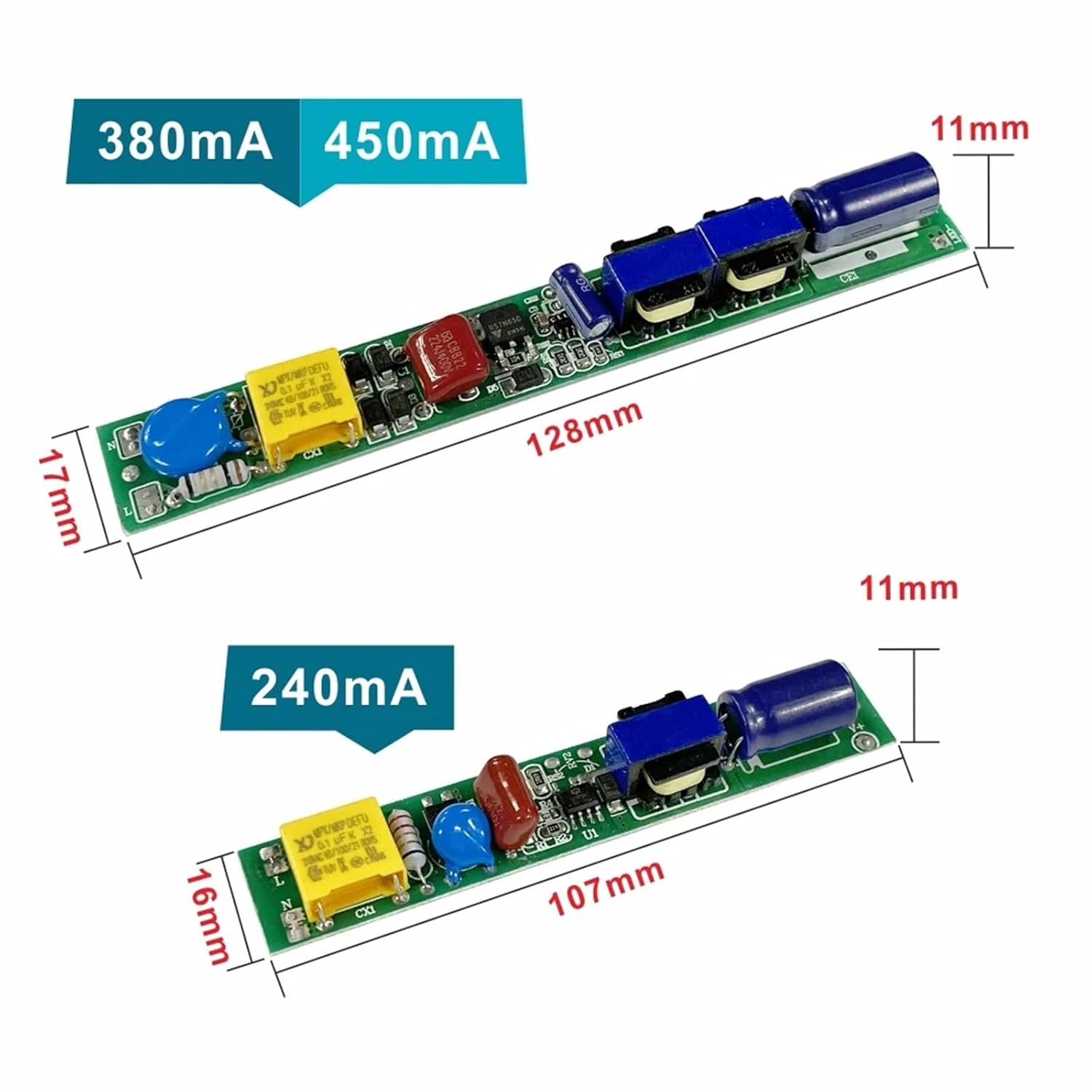 18W 24W 36W Lighting 240mA 380mA 450mA LED Driver Supply 90V-260V for 0.6M 0.9M 1.2M 1.5M T5 T8 T10 Tube Lamps 5pcs(240MA)
