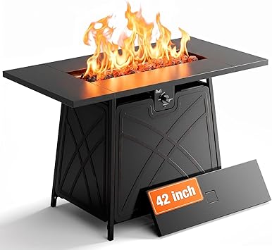 BALI OUTDOORS Propane Fire Pit Patio Outdoor Fire Pit Table Large Firepits for Outside Black