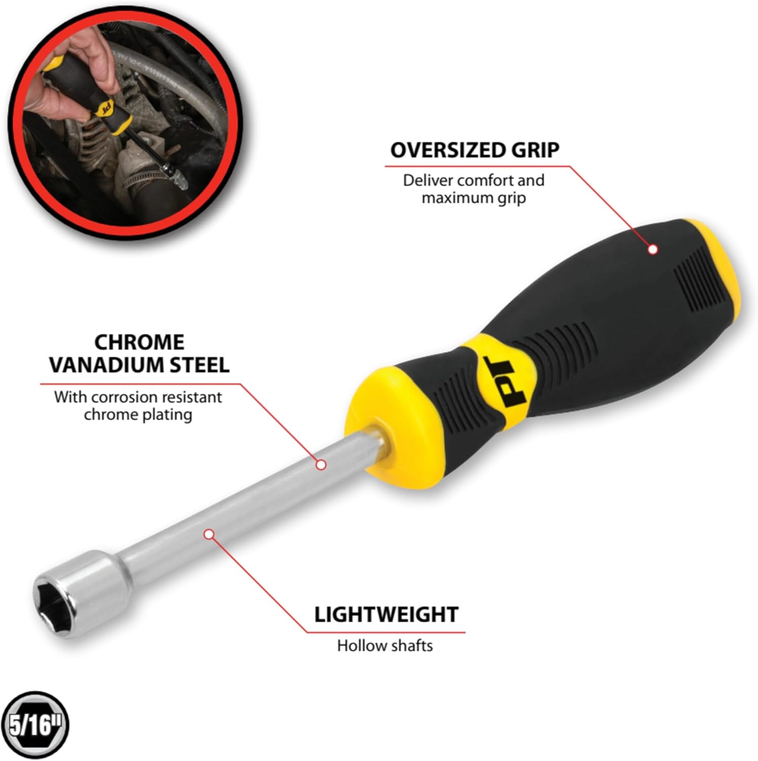 Performance Tool W30923 5/16-Inch x 3-Inch SAE Professional Nut Driver