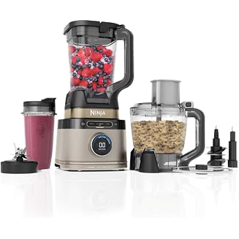 Ninja 3-in-1 Detect Power Blender Processor Pro, Powerful 1200 W Food Processor, Single Serve & Dough Hooks, 3 x Single Serve