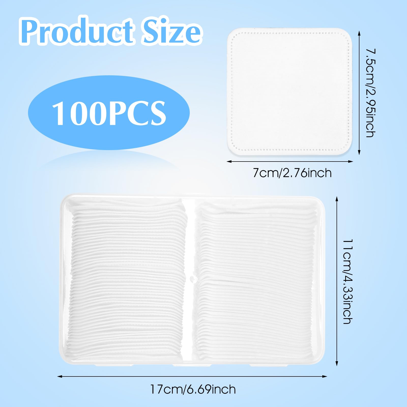 YBEATY 100 Pcs Square Cotton Pads Premium Facial Cotton Pads Makeup Remover Unique Triple Layers Textured Organic Disposable Pair with Makeup Remover for Toner Mask Daily Skin Care - Image 2