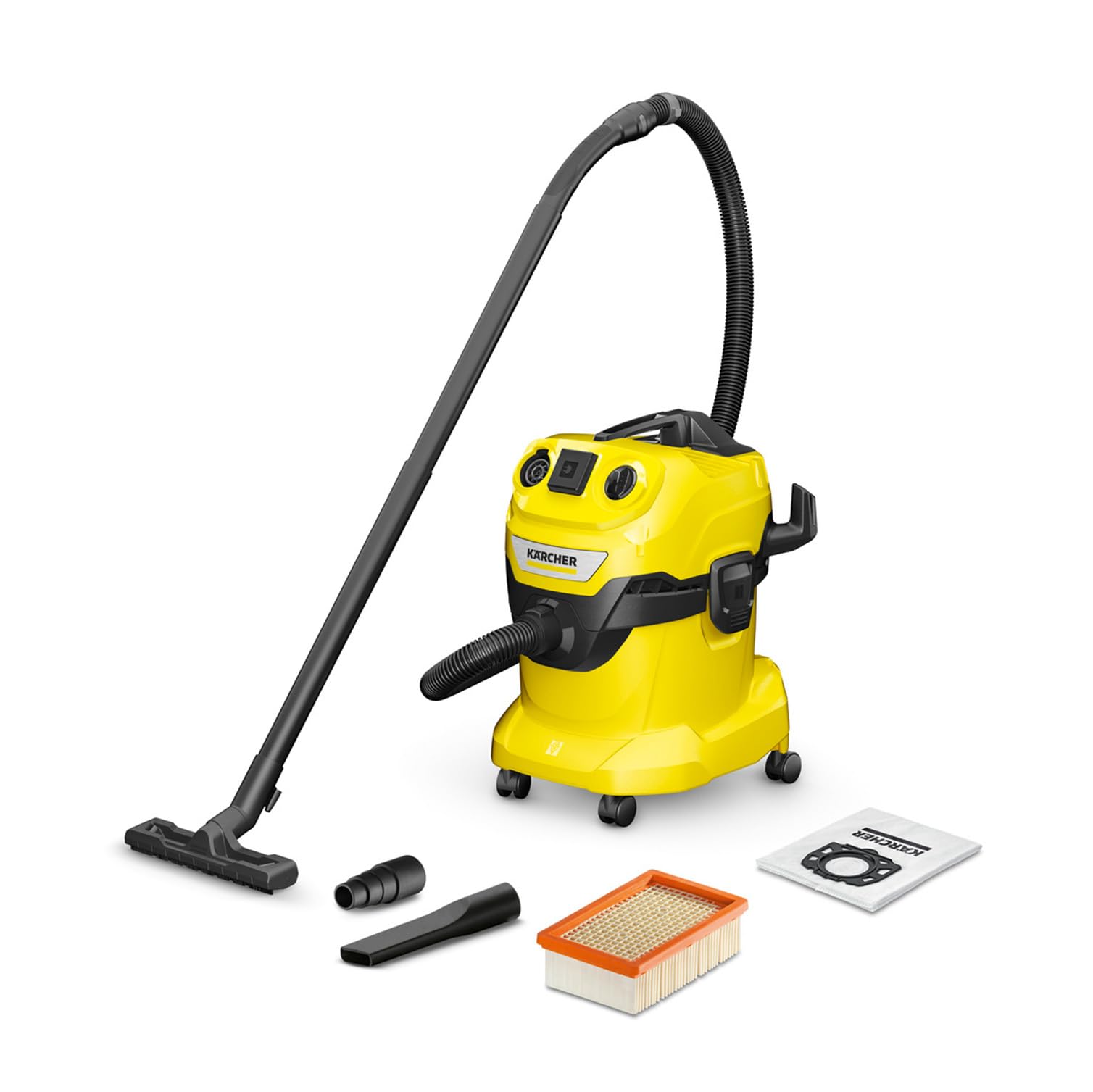 KÄRCHER aspiratore solidi liquidi WD 4 P V-​20/​5/​22 con presa elettroutensile, 1000 W, contenitore in plastica: 20 l, tubo di aspirazione: 2,​2 m, funzione soffiante, filtro in vello