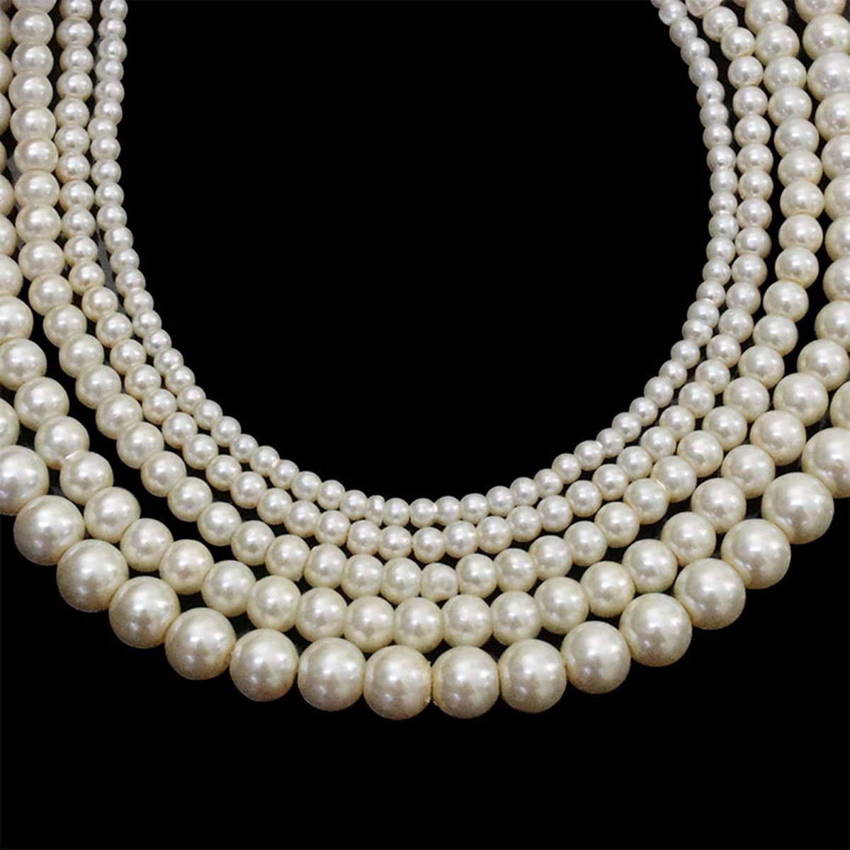 Embroiderymaterial Pearl Glass Beads Craft Jewellery Making Combo Set 5 Sizes 900 Pieces -3MM,4MM,5MM,6MM & 8MM, Ivory