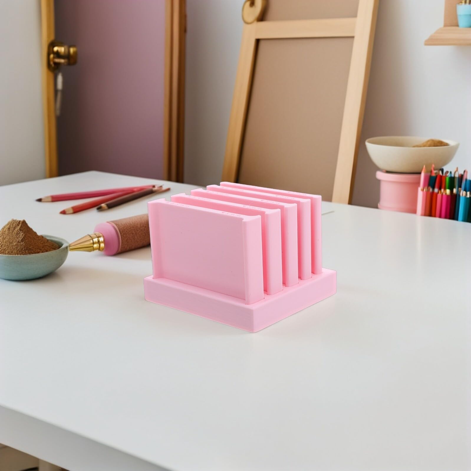 STOBAZA Kit per Modellare Argilla Polimerica Rullo in PLA Rosa, Design Portatile e Misurazione Precisa, per Progetti Fai da Te e Lavorazione Artigianale