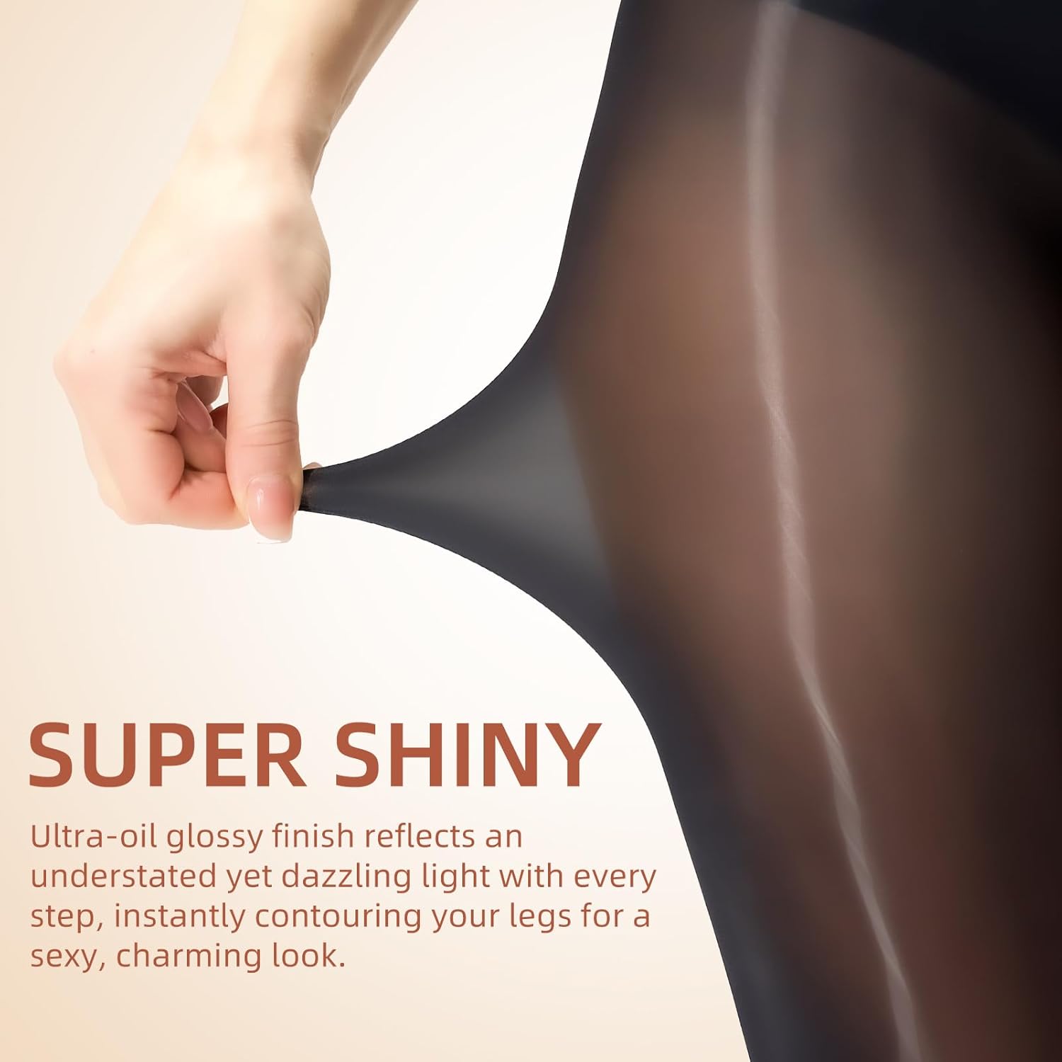 2 Pairs Plus Size Shiny Tights For Women， 40D Sheer Shimmer Pantyhose High Waist Oil Glossy Stockings - Image 2