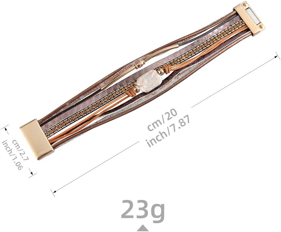 AZORA Womens Leather Cuff Bracelet Baroque Pearl Wrap Bracelets Gorgeous Gold Tube Bangle Handmade Wristbands Jewelry Bohemian Gift for Women - Image 5