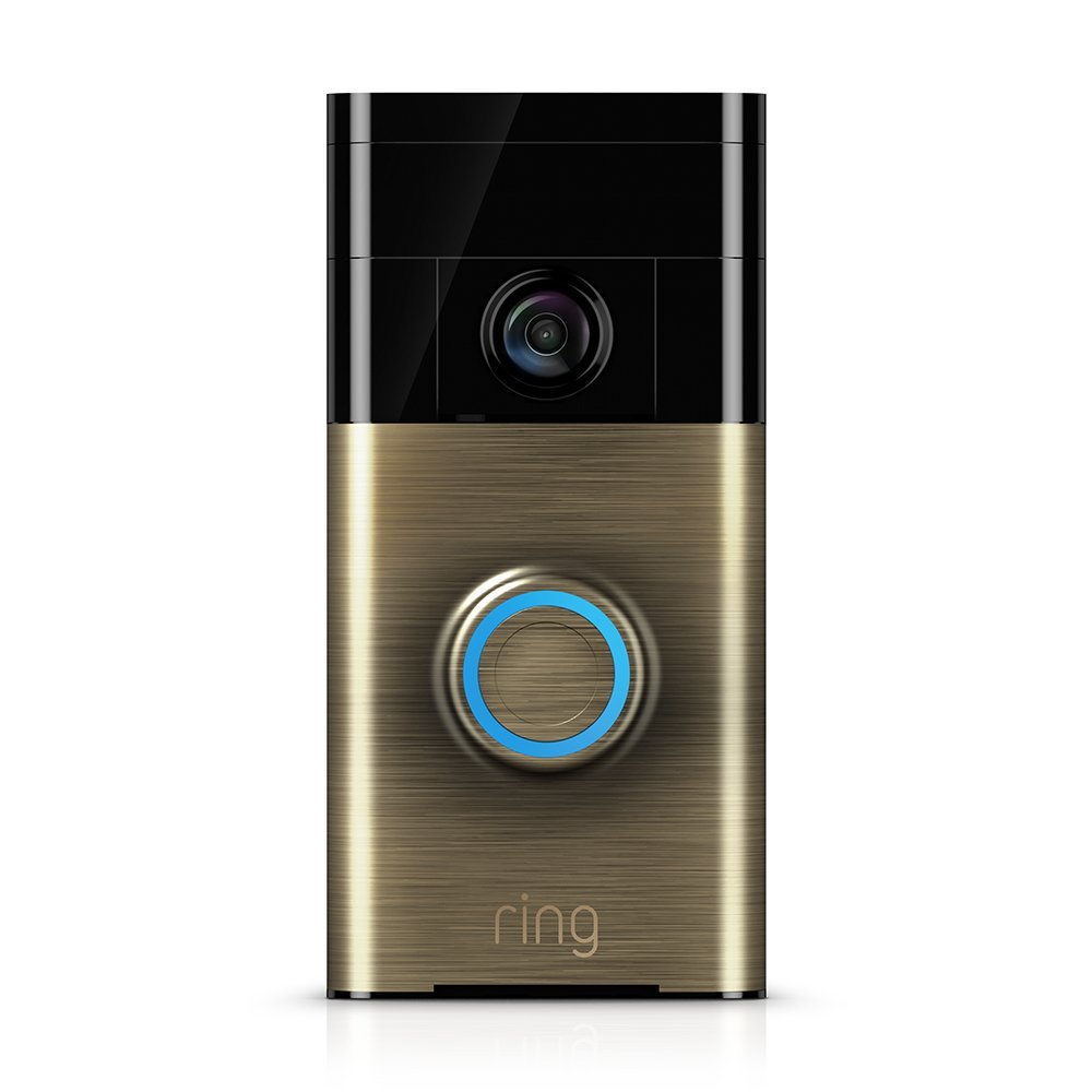 Ring Wi-Fi Enabled Video Doorbell in Antique Brass, Works with Alexa