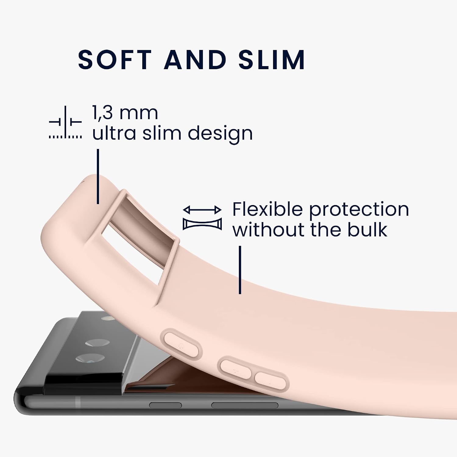 kwmobile Case for Google Pixel 6 Case - Soft Cover - Shockproof TPU Material - Wireless Charging - Coconut Swirl - Image 3