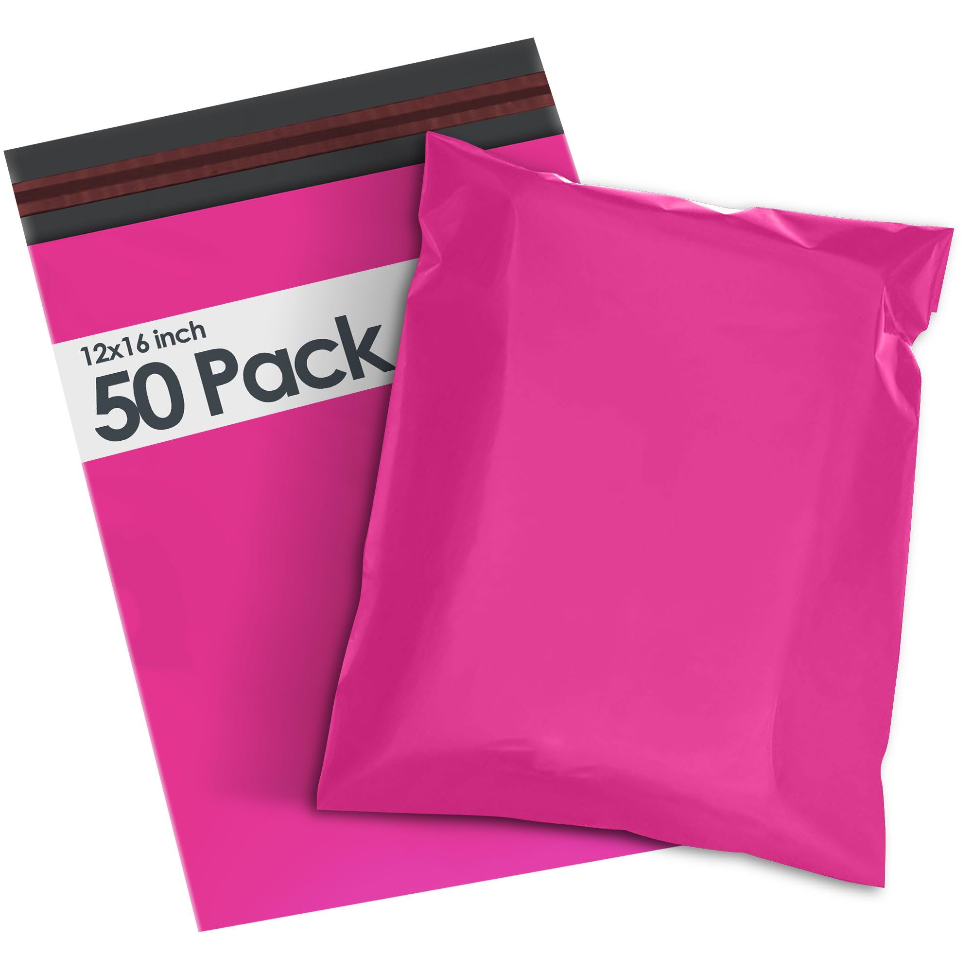 50 Mailing Bag Hot Pink Mailing Poly Postal Self Seal Bags, iSOUL 12 x 16 Inch Large Postage Packaging Assorted Mailers Posting Shipping Post Parcels Package Bags